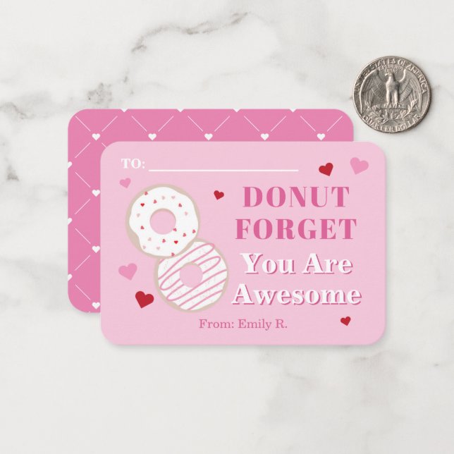 Classroom Valentines Doughnut Awesome Card (Front/Back In Situ)