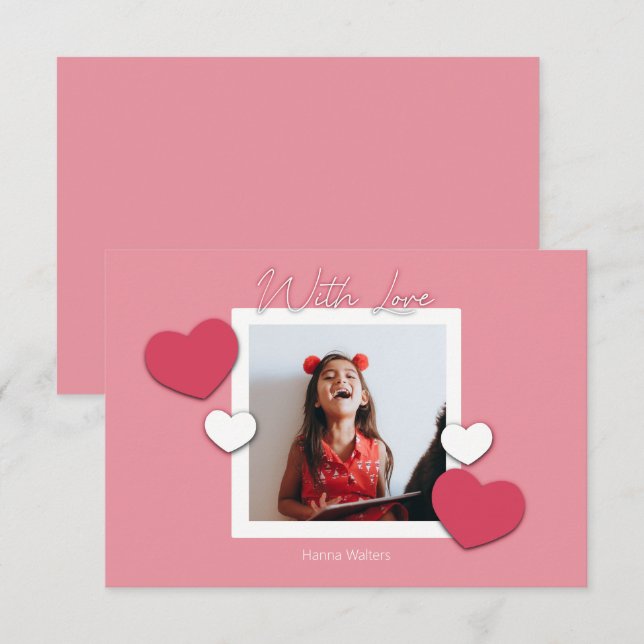 Classroom Valentines Heart Frame Photo Card (Front/Back)