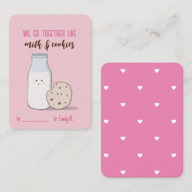 Classroom Valentines Milk and Cookies Card (Front/Back)