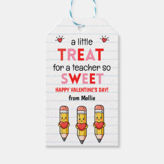 Classroom Valentines Teacher Heart Pencil Gift Tag