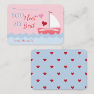 Classroom Valentines You Float My Boat Note Card
