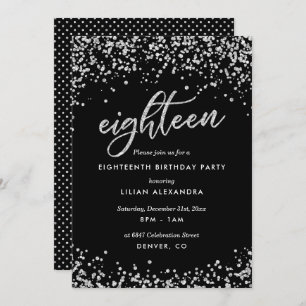 Classy 18th Birthday Invitation, Sparkly Confetti Invitation