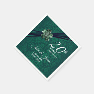 Classy 20th Emerald Wedding Anniversary Napkin