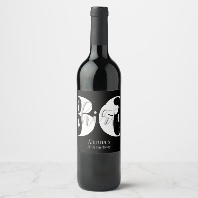 Classy 30th Birthday Party Wine Label (Front)