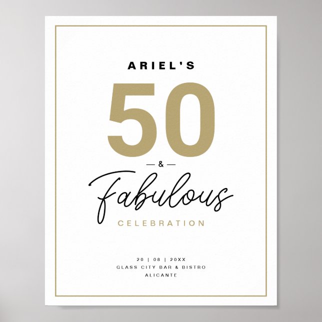 Classy 50 & Fabulous Birthday Party Poster (Front)