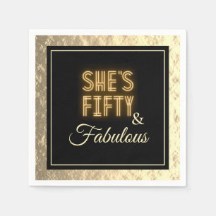 Classy 50 & Fabulous Gold Birthday Party Napkin