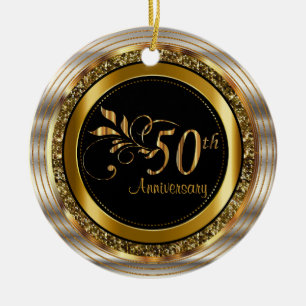 Classy 50th Golden Anniversary Ceramic Ornament