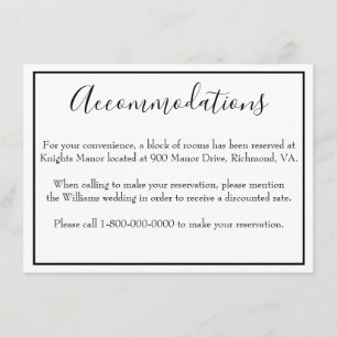 Classy accommodations enclosure card