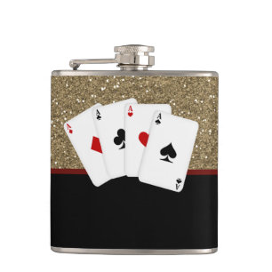 Classy Aces Poker Hip Flask
