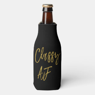 Classy AF Black and Gold Foil Bottle Cooler