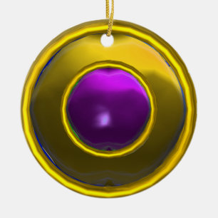 CLASSY AMETHYST AND TOPAZ  GEM STONES CERAMIC TREE DECORATION