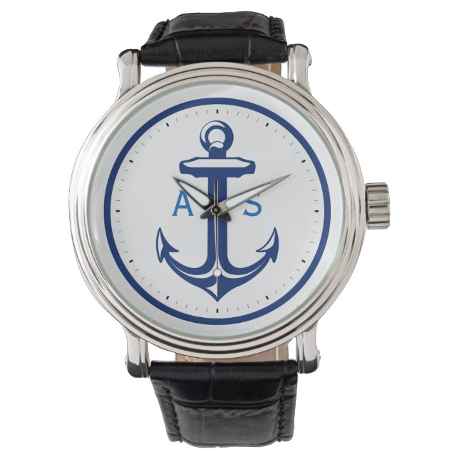 Classy Anchor with Initials | Nautical Gifts Watch (Front)