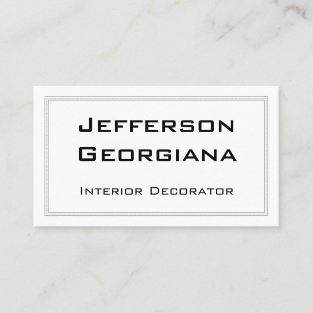 Classy and Clean Interior Decorator Business Card (Front)