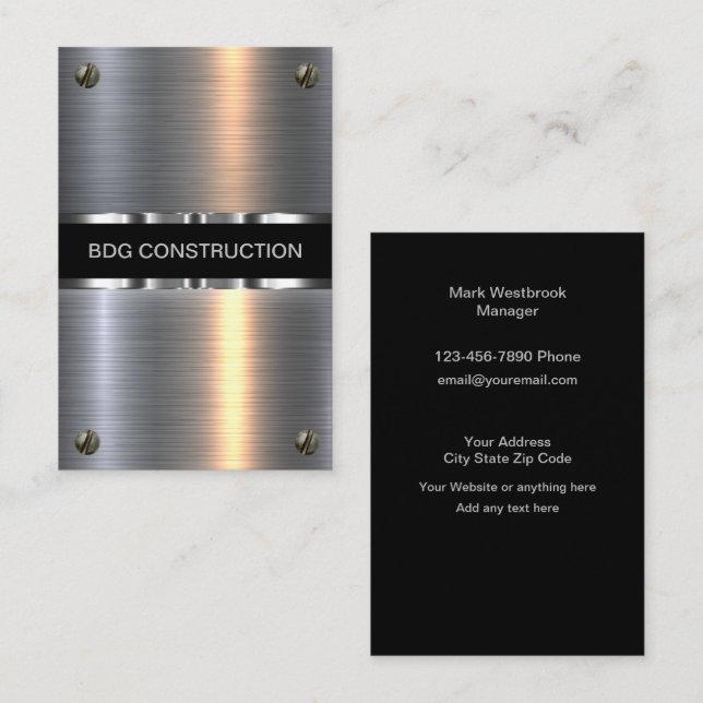 Classy And Cool Construction Business Cards (Front/Back)