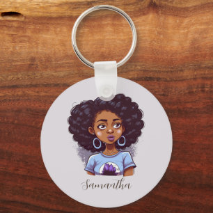 Classy and Elegant Afro Woman Key Ring