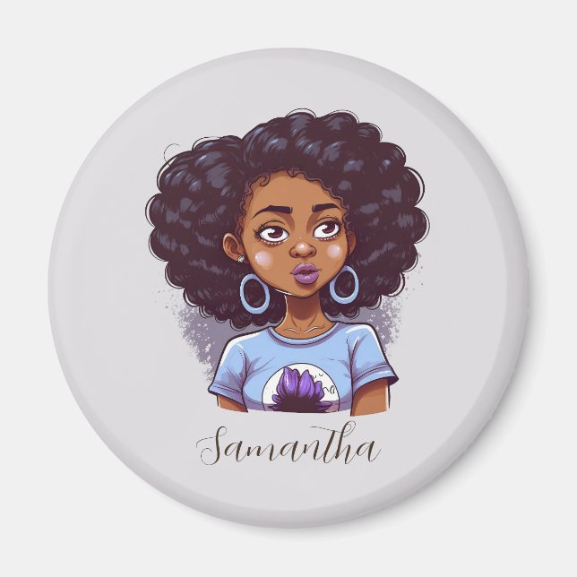 Classy and Elegant Afro Woman Magnet (Front)