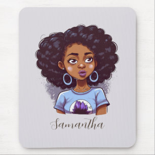 Classy and Elegant Afro Woman Mouse Pad