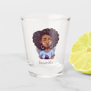 Classy and Elegant Afro Woman Shot Glass