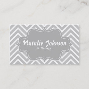 Classy and Elegant, grey and white chevron pattern Business Card