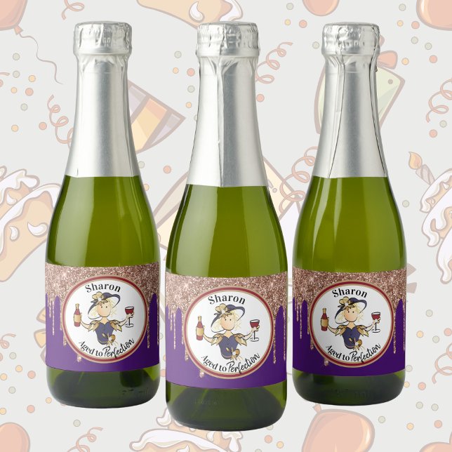 Classy and Fun Personalised Birthday Toast Sparkling Wine Label (Creator Uploaded)