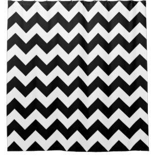 Classy and Modern Black and White Chevron Pattern Shower Curtain