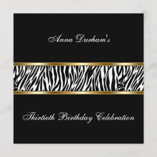 Classy Animal Print Invite [Zebra - Black/Gold]