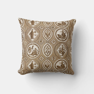 Classy Antique Medallion Brown Toile Cushion