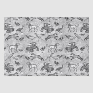 Classy Antique Roman Mosaic Animals Grey Tissue Paper