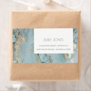 CLASSY AQUA DUSKY BLUE GOLD AGATE MONOGRAM WEDDING