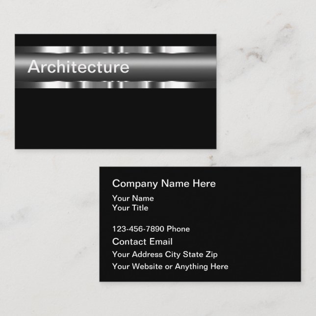 Classy Architecture Silver Tone Business Cards (Front/Back)