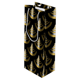 Classy Art Deco   Black and Gold Wine Gift Bag