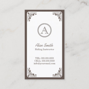 Classy Art Deco Border Equestrian Business Card
