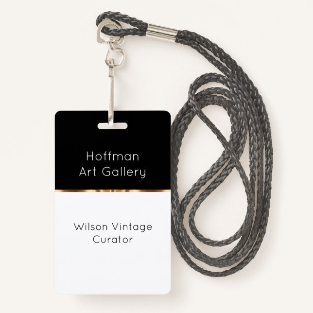 Classy Art Gallery Curator Name ID Badge (Front with Lanyard)