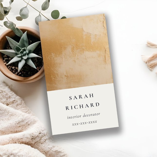 Classy Artistic Beige Gold Oil Paint Texture Business Card (Creator Uploaded)