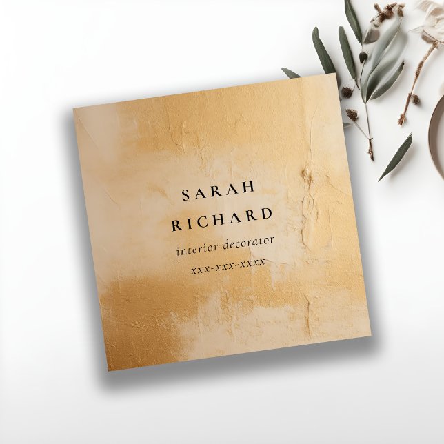 Classy Artistic Beige Gold Oil Paint Texture Square Business Card (Creator Uploaded)