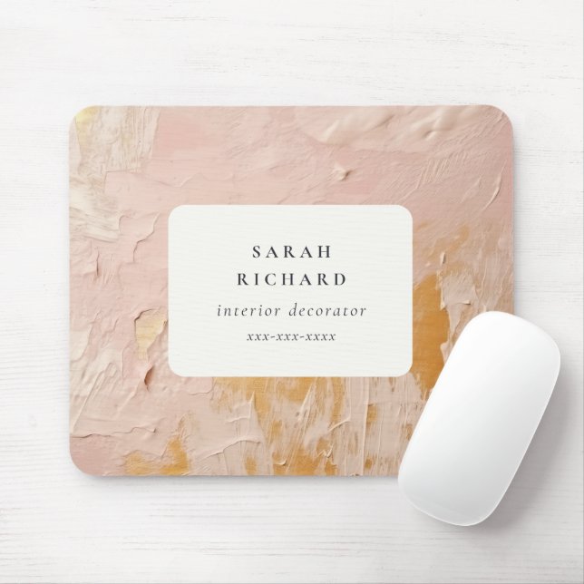 Classy Artistic Bush Pink Gold Oil Paint Business Mouse Pad (With Mouse)