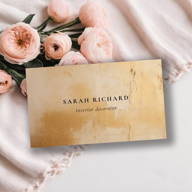 Classy Artistic Chic Beige Gold Oil Paint Texture Business Card (Creator Uploaded)