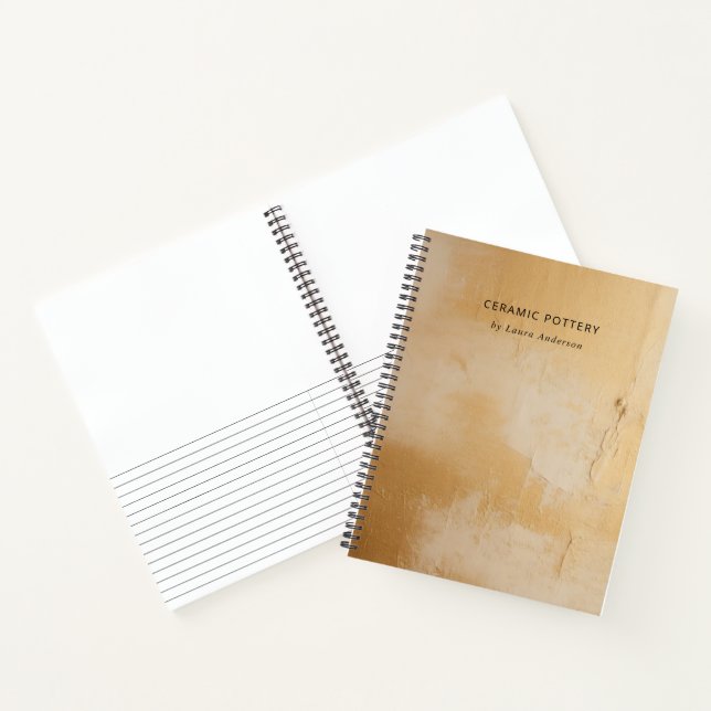 Classy Artistic Chic Beige Gold Oil Paint Texture Notebook (Inside)