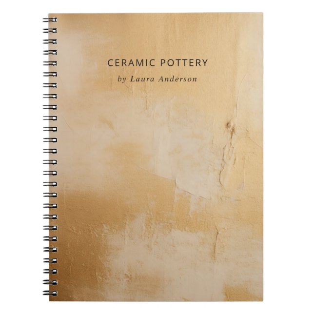 Classy Artistic Chic Beige Gold Oil Paint Texture Notebook (Front)