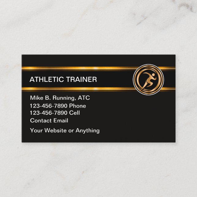 Classy Athletic Trainer Business Cards (Front)
