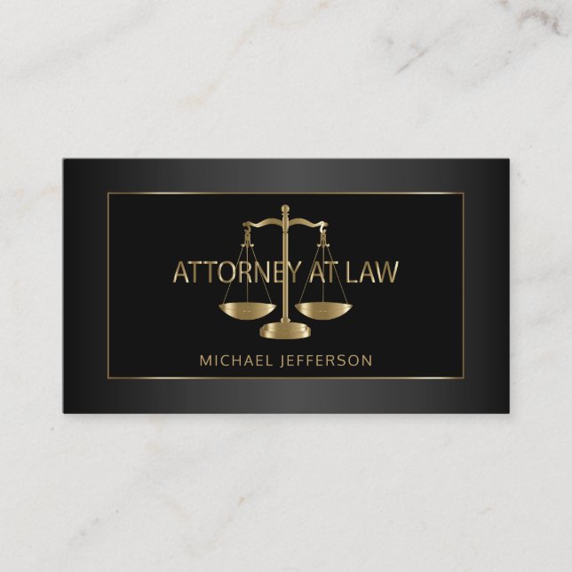 Classy Attorney at Law - Black and Gold Business Card (Front)