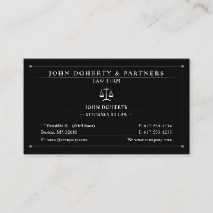 Classy Attorney at Law Lawyer Black Business Card