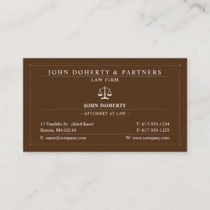 Classy Attorney at Law Lawyer Brown Business Card