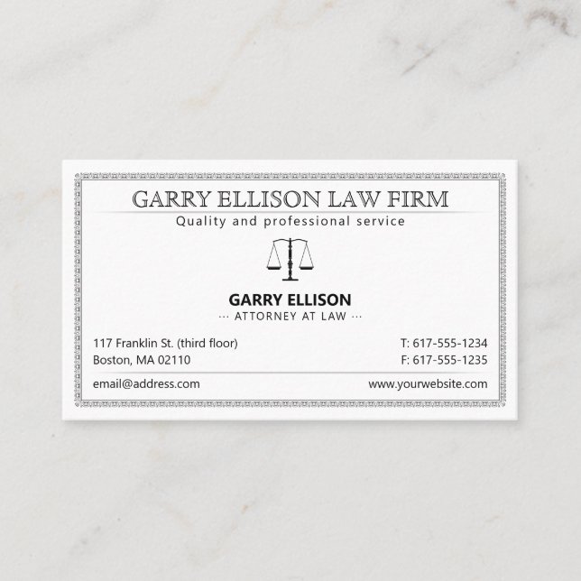 Classy Attorney at Law | Lawyer Business Card (Front)