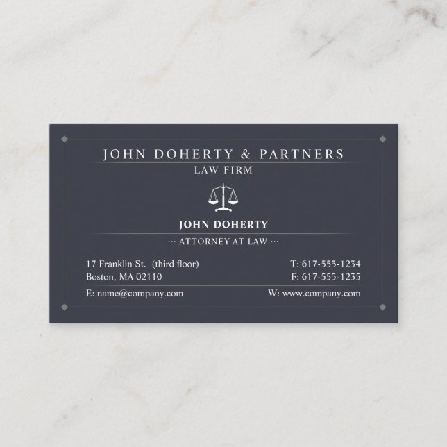 Classy Attorney at Law | Lawyer  Business Card (Front)