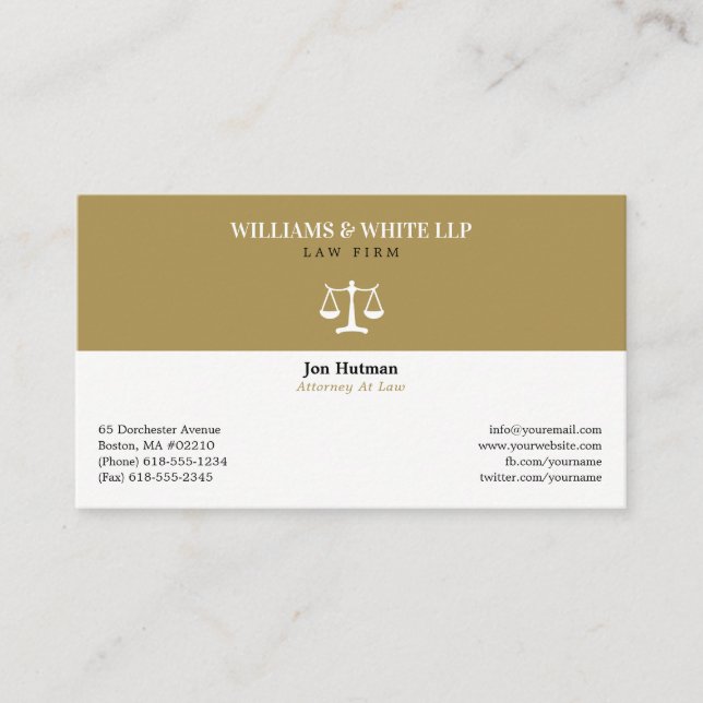 Classy Attorney at Law | Lawyer Business Card (Front)