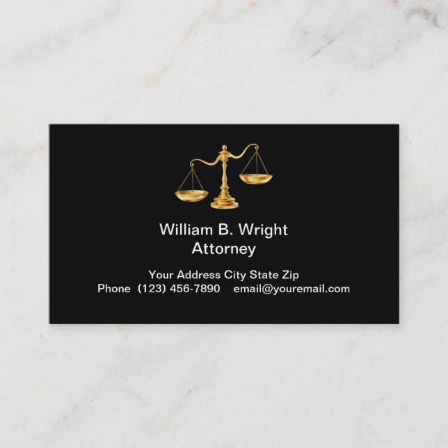 Classy Attorney Business Card Design Template (Front)