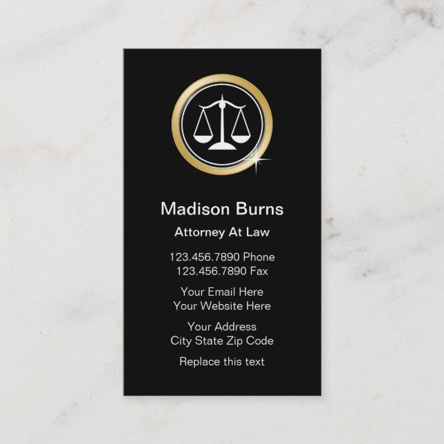 Classy Attorney Business Cards (Front)