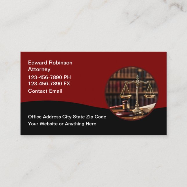 Classy Attorney Business Cards Modern Design (Front)