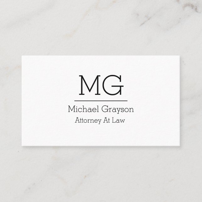 Classy Attorney Monogram Design Business Card (Front)
